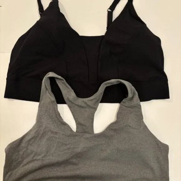 Old Navy Active NWOT (2) Powersoft Sports Bras Removable Cups Gray Black 3X - Picture 1 of 9